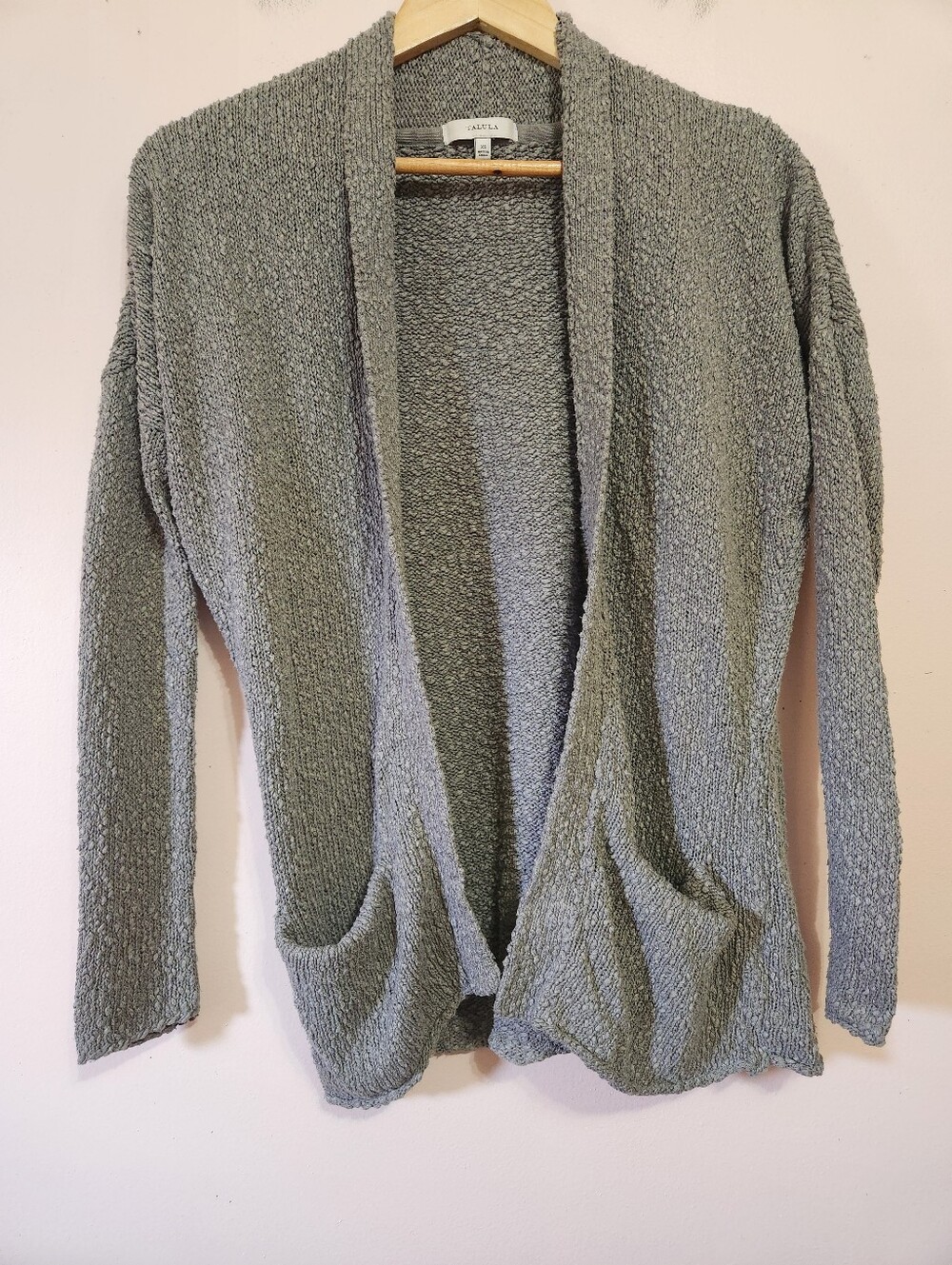 Aritzia Talula Grey Chunky Slub Knit Open Front Cardigan Sweater XS
